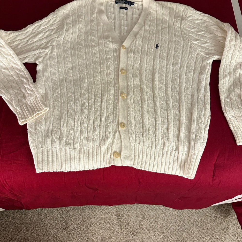 Ralph Lauren White Cable Knit Cardigan🔥